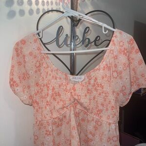 Pink Rose Floral Women's Top - Peach